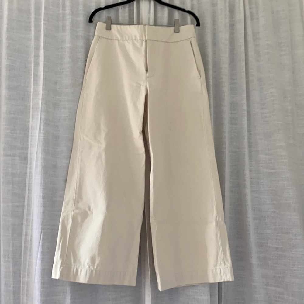 Club monaco wide leg white denim trouser